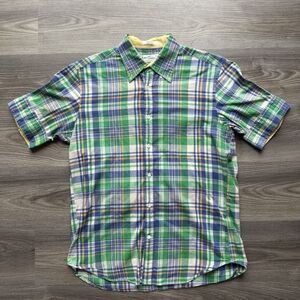 VTG 70s Gant India Madras Plaid Multicolor Button Up Shirt Large EZ Rare Medium